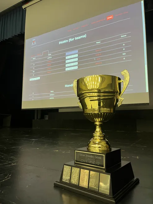 A wide shot of our high school chess tournament